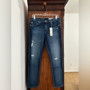 AG Adriano Goldschmied Dark Blue Distressed Skinny Jeans Size 30 Women’s